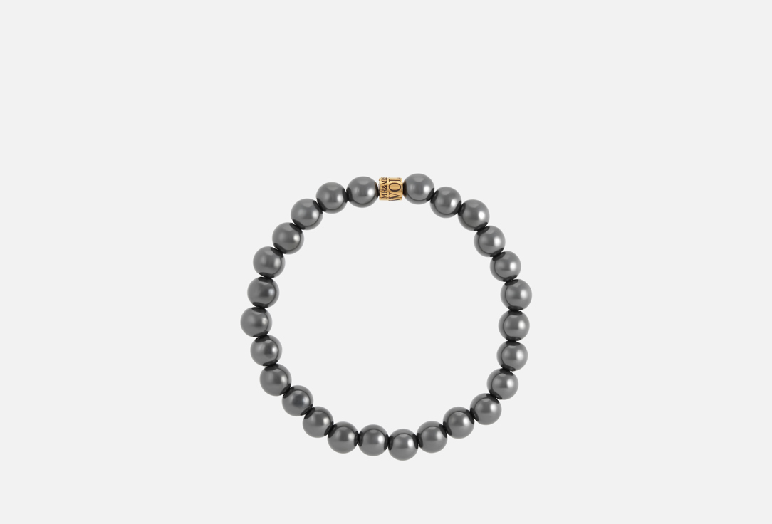 Изображение товара Мужской браслет из гематита и нержавеющей стали 18 размера темно-серый