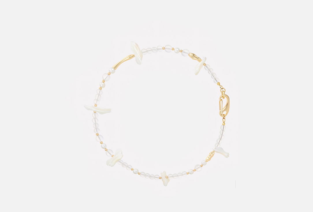 Изображение товара Колье MOMENTS BEADS Carabine gold из латуни с горным хрусталем и жемчугом майорка