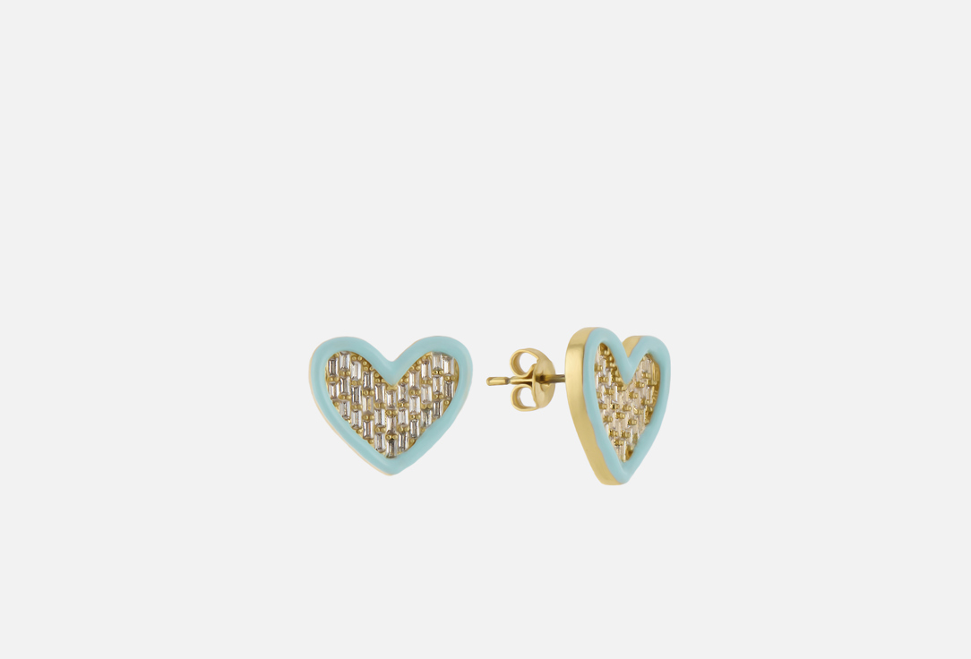 

Серьги KOMSI BRAND, Heart's gold-blue 2 шт