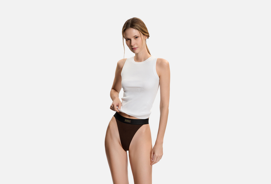 Изображение товара Женские трусы танга CESTRX high coffee из итальянского хлопка для комфортной носки