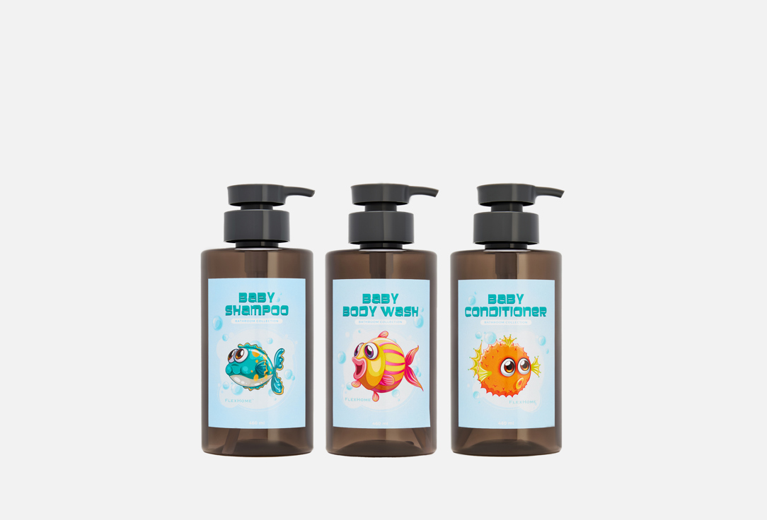 

Набор дозаторов для ванной FLEXHOME, Голубой, Голубой 3 шт