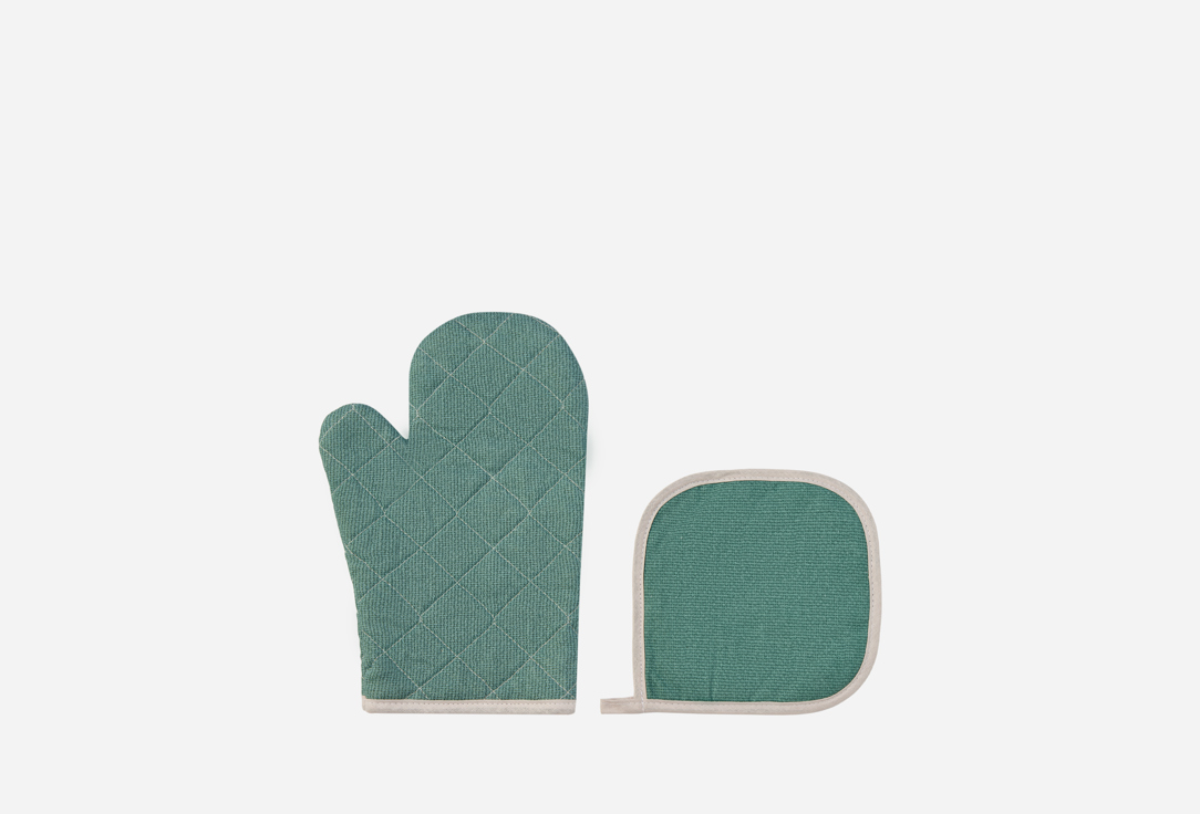 

Кухонный набор прихватка, рукавица УНИСОН, Зеленый, Basic, серо-зеленый 2 шт