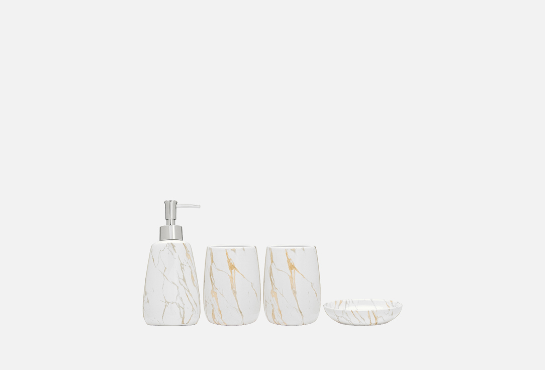 Изображение товара Набор аксессуаров для ванной DENEZO White Levin из керамики и пластика