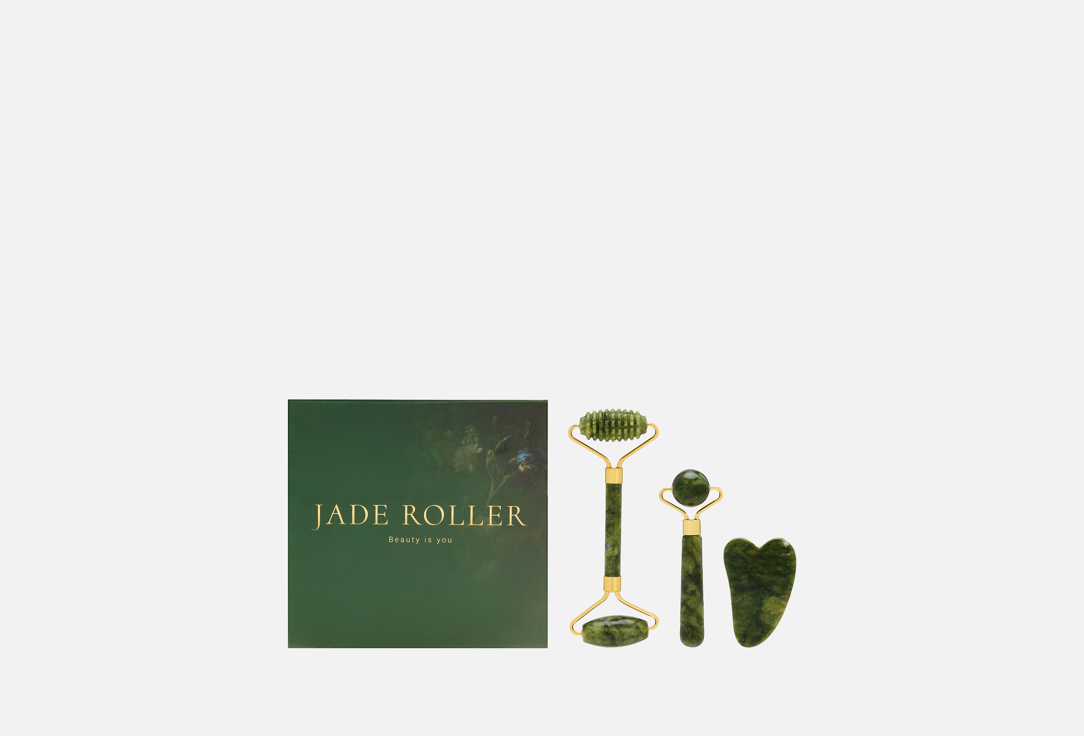 Изображение товара Роликовый массажер для лица и тела с гуаша натуральный камень Qualigo