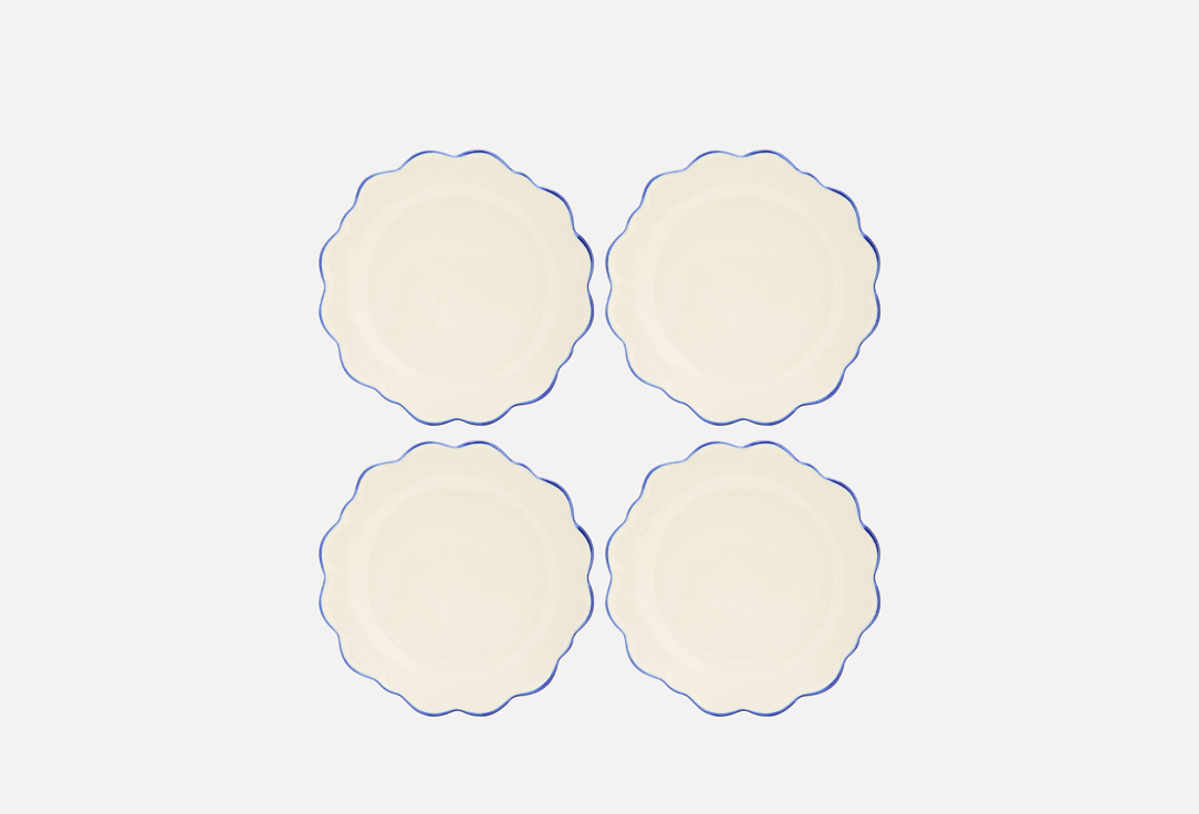 Изображение товара Набор плоских тарелок ROOMI с синей каймой, 22,3 см, 4 шт