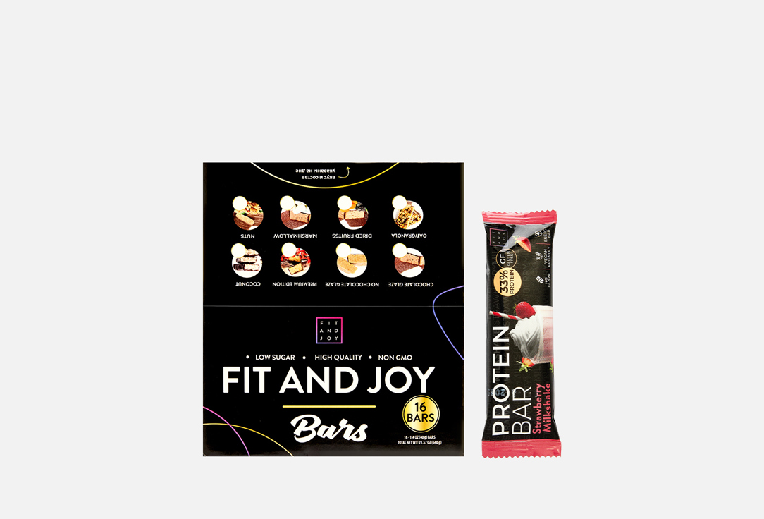 Изображение товара набор протеиновых батончиков Fit And Joy Клубничный милкшейк