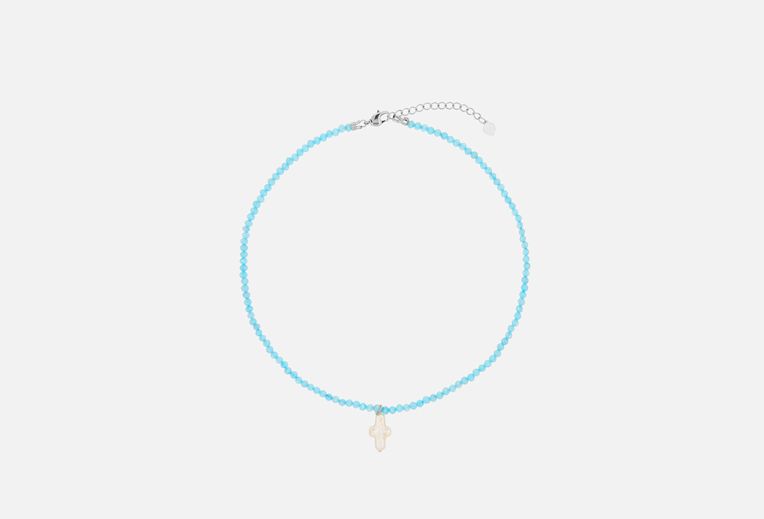 Изображение товара Чокер из фианитов и жемчуга My Lure ISTINA регулируемый голубой