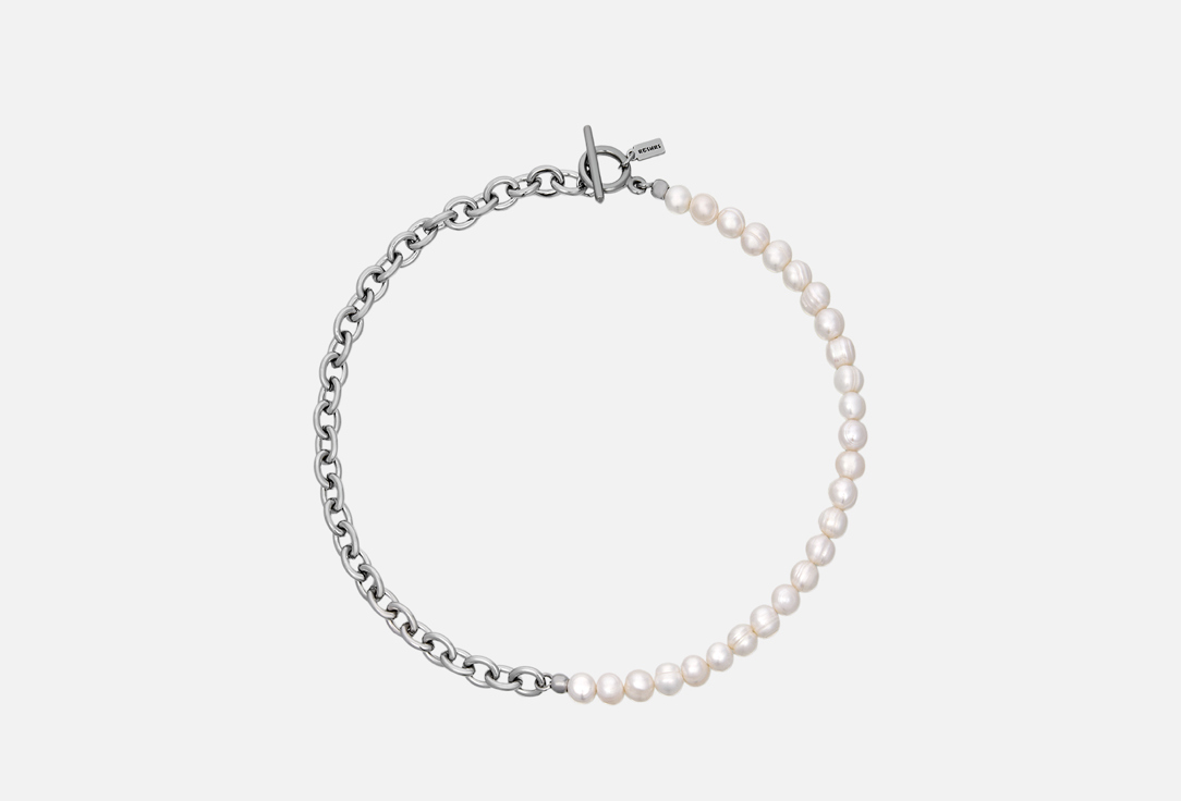 Изображение товара Чокер из нержавеющей стали с натуральным жемчугом для женщин 38 см