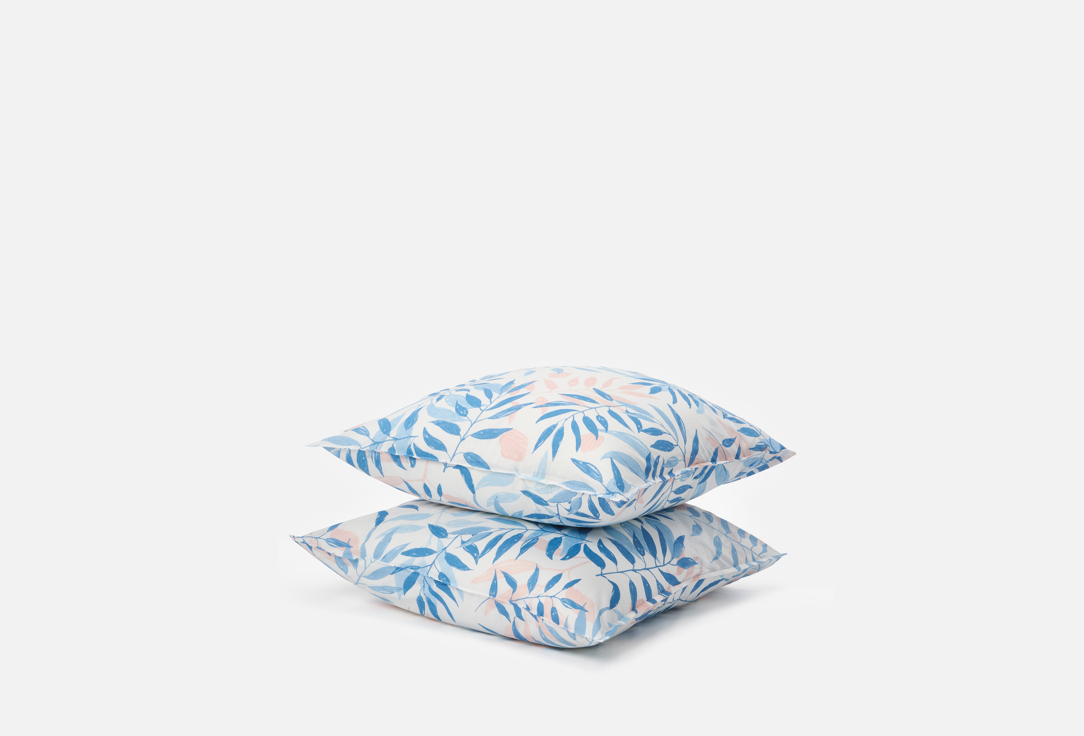 Изображение товара Комплект наволочек ILMA Bosque голубые листья из перкаля 50х70 см премиум качество