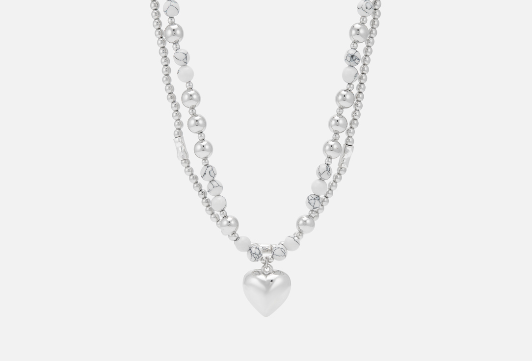 Изображение товара Колье ЦОК ЦОК из мраморных бусин и жемчуга, серебристый дизайн для женщин