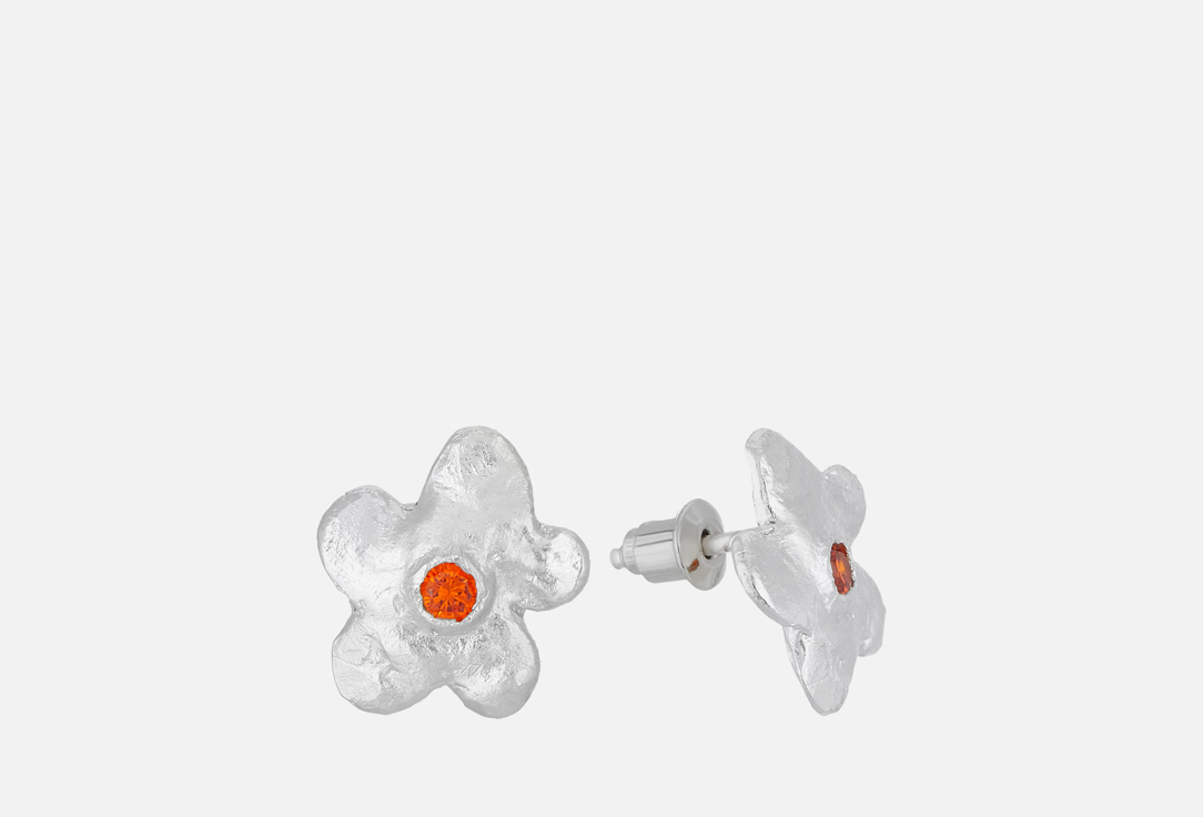 Изображение товара Серьги Sasha Gunga Silver Orange с фианитом из серебра 999 пробы