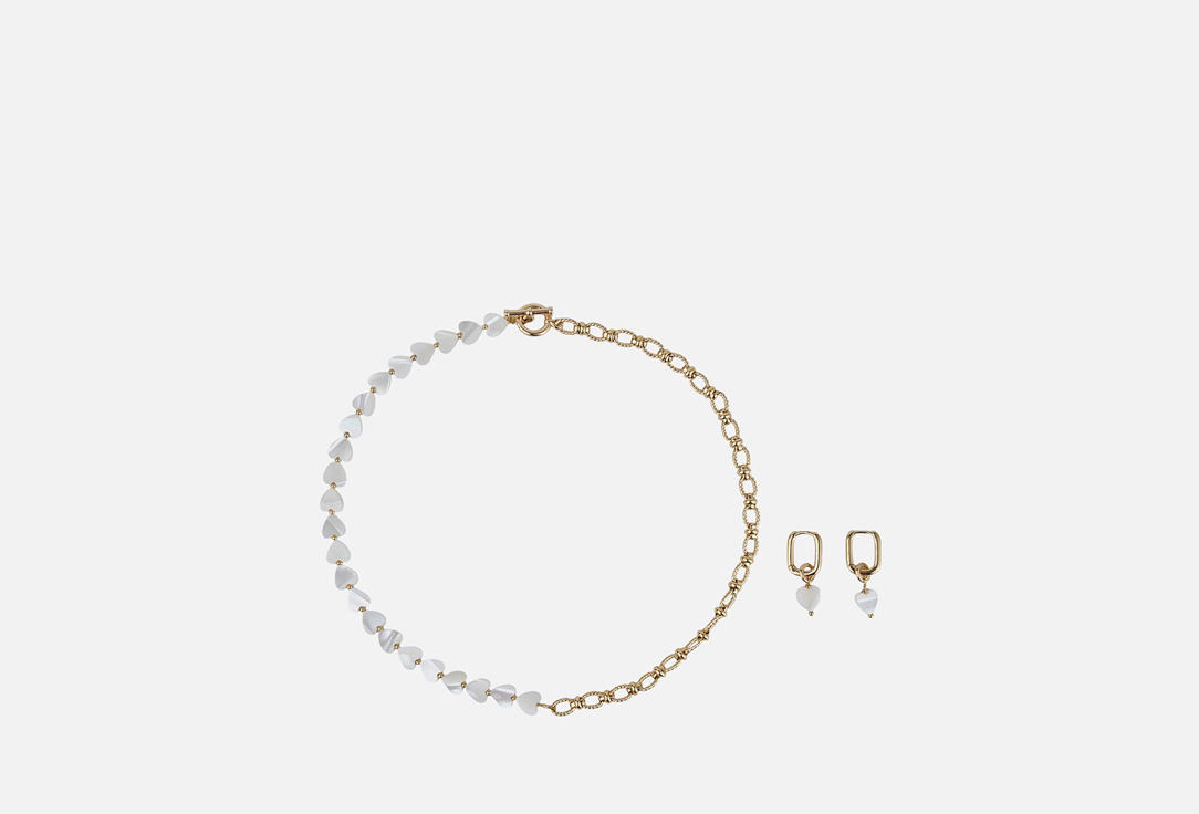 

Комплект украшений: колье и серьги 19.STONE, Из сердечек натурального перламутра 3 шт