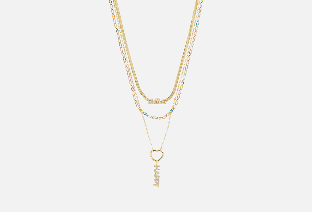 

Многослойное колье NOUVELLE MODE, С эмалью и фианитами 1 шт