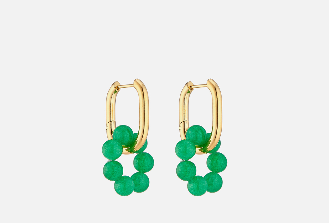 

Серьги NOUVELLE MODE, С зеленым авантюрином 2 шт