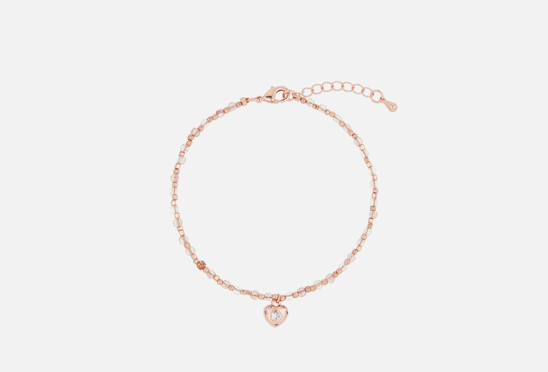 Изображение товара Стильный браслет Nouvelle Mode из бусин и розового кварца с подвеской сердечко
