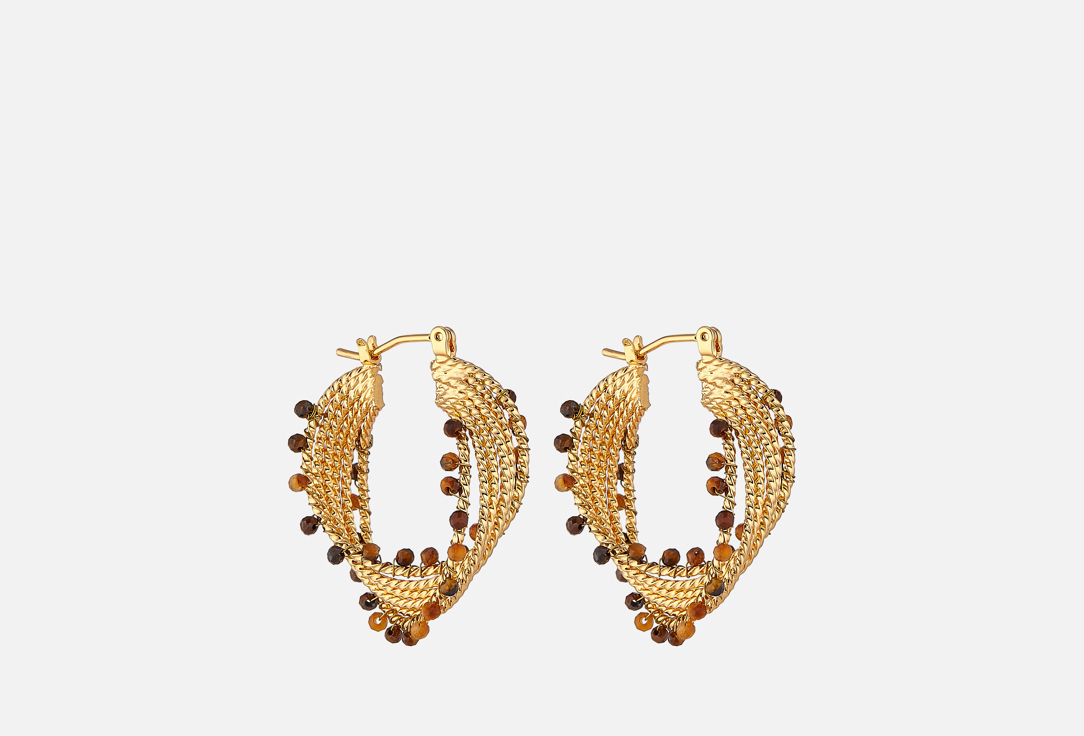 Изображение товара Серьги Nouvelle Mode кольца конго с тигровым глазом