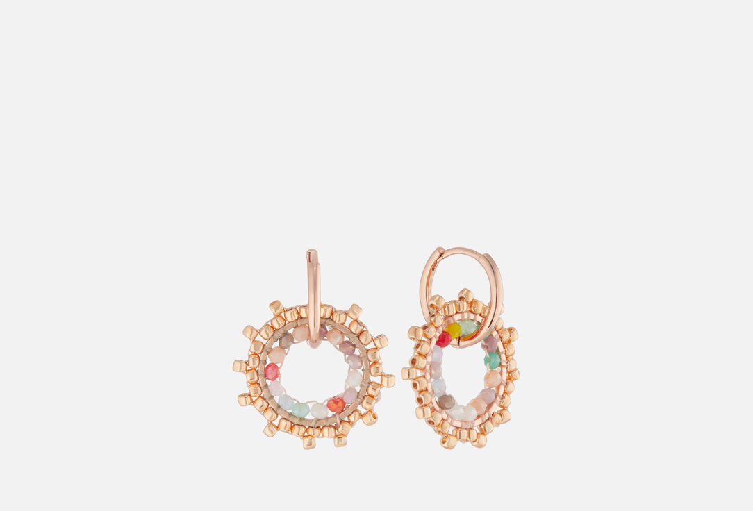 

Серьги хаггисы NOUVELLE MODE, С подвесками из ювелирного стекла 2 шт