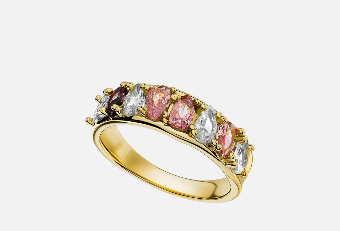 Изображение товара Кольцо Nouvelle mode с фианитами размер 17 золотого цвета, ширина 6 мм