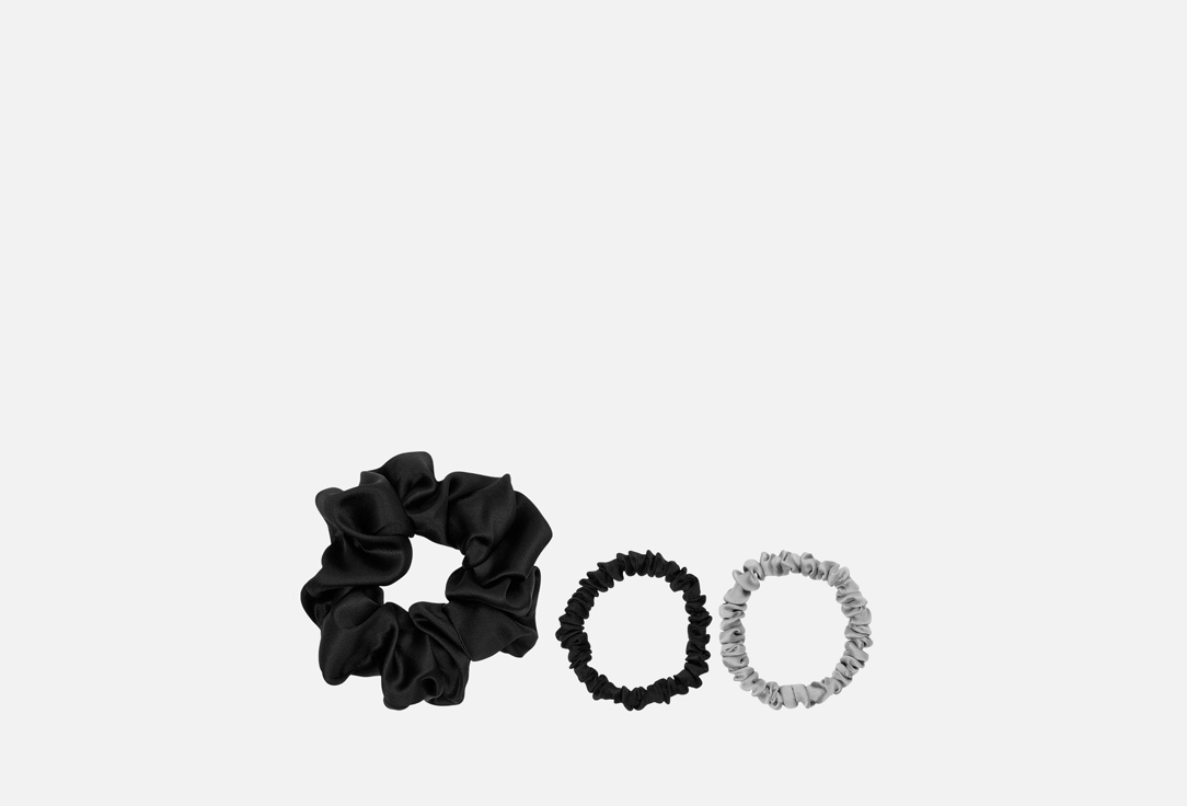 Изображение товара Набор шелковых резинок для волос k∙k чёрный, серебро