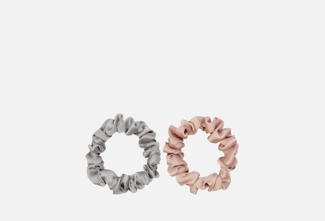 Изображение товара Набор шелковых резинок для волос k∙k серебро и пыльная роза