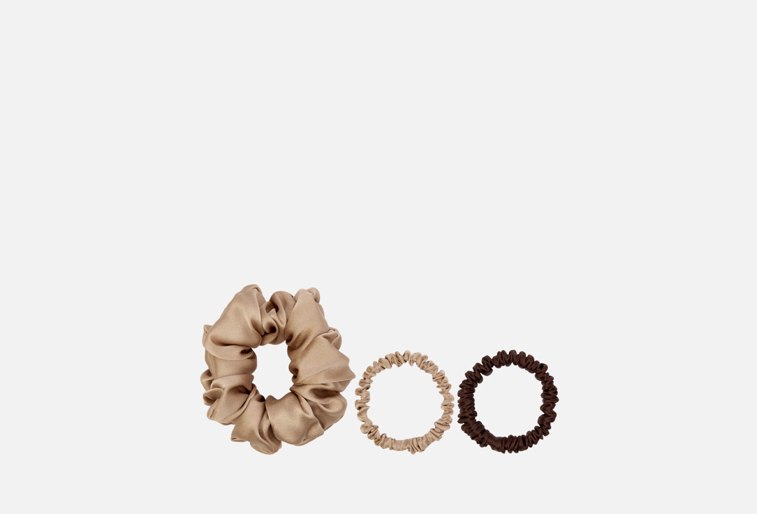 Изображение товара Набор шелковых резинок для волос ваниль шоколад premium Mulberry