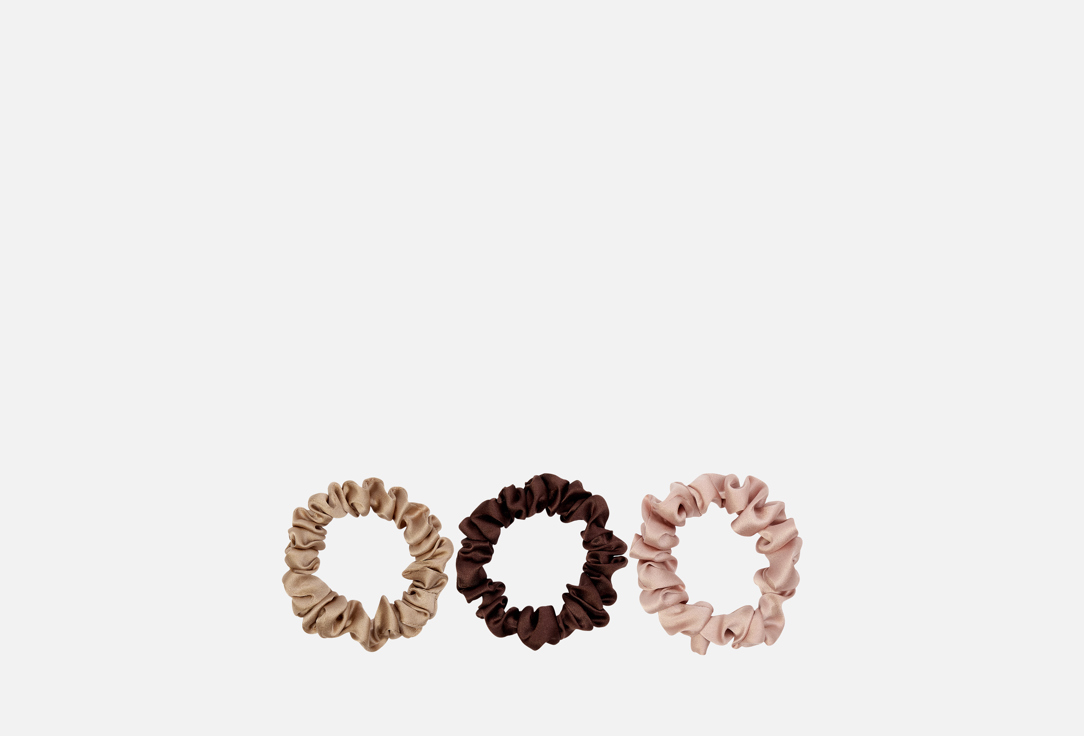 Изображение товара Набор шелковых резинок для волос k∙k ваниль, шоколад, пыльная роза