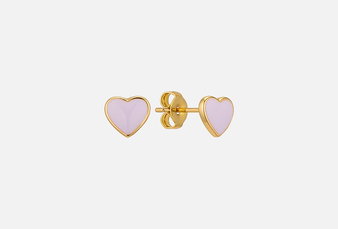 Изображение товара Серьги Komsi Brand Love mini gold-purple из стерлингового серебра с эмалью и жемчугом