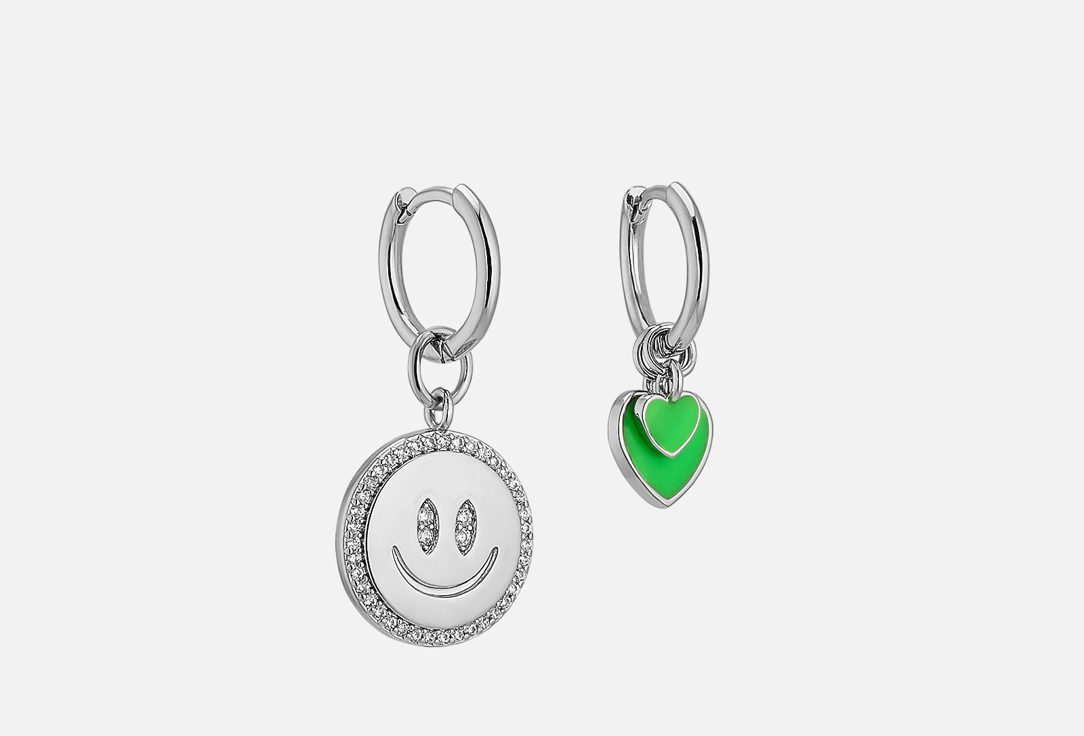

Серьги KOMSI BRAND, Smile Silver Green 2 шт