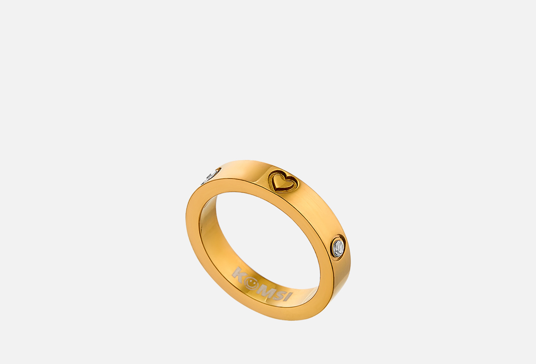 Изображение товара Кольцо Love is из медицинской стали с фианитами размер 18 розовое золото