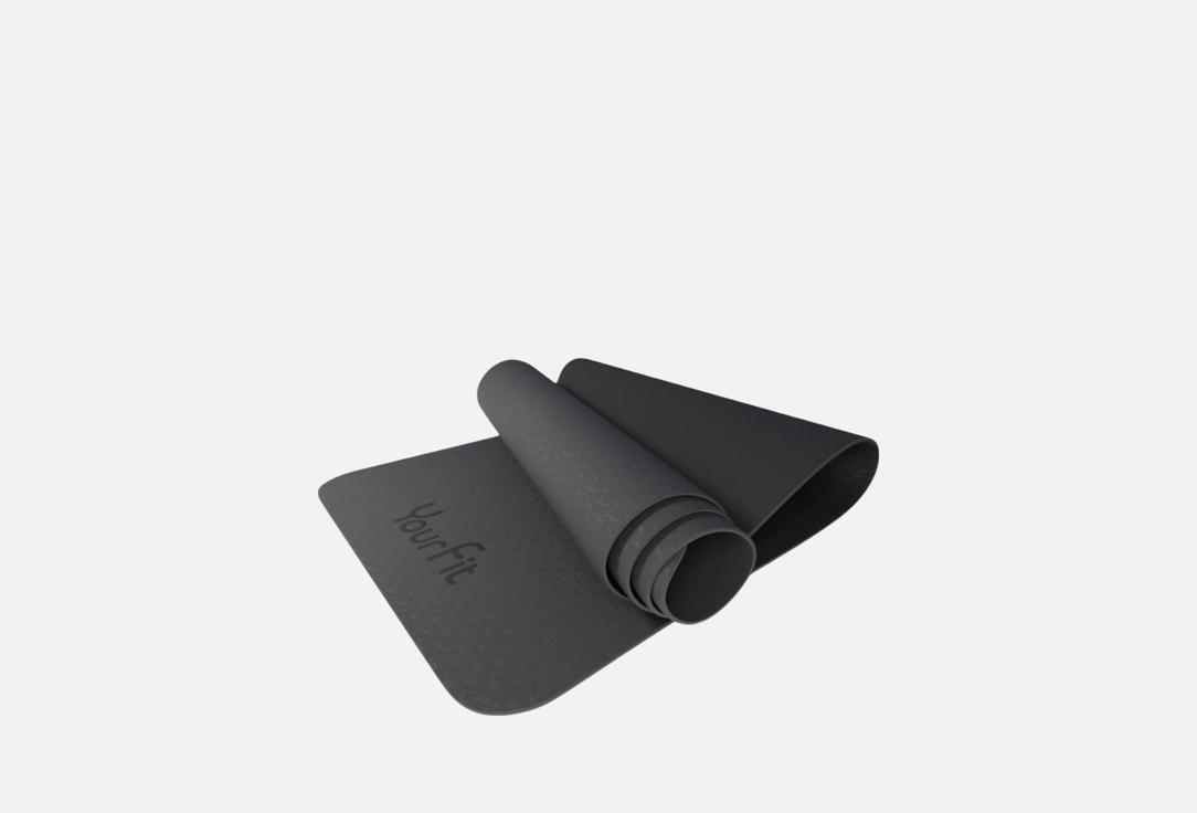 Изображение товара спортивный коврик YourFit для фитнеса и йоги, чёрный