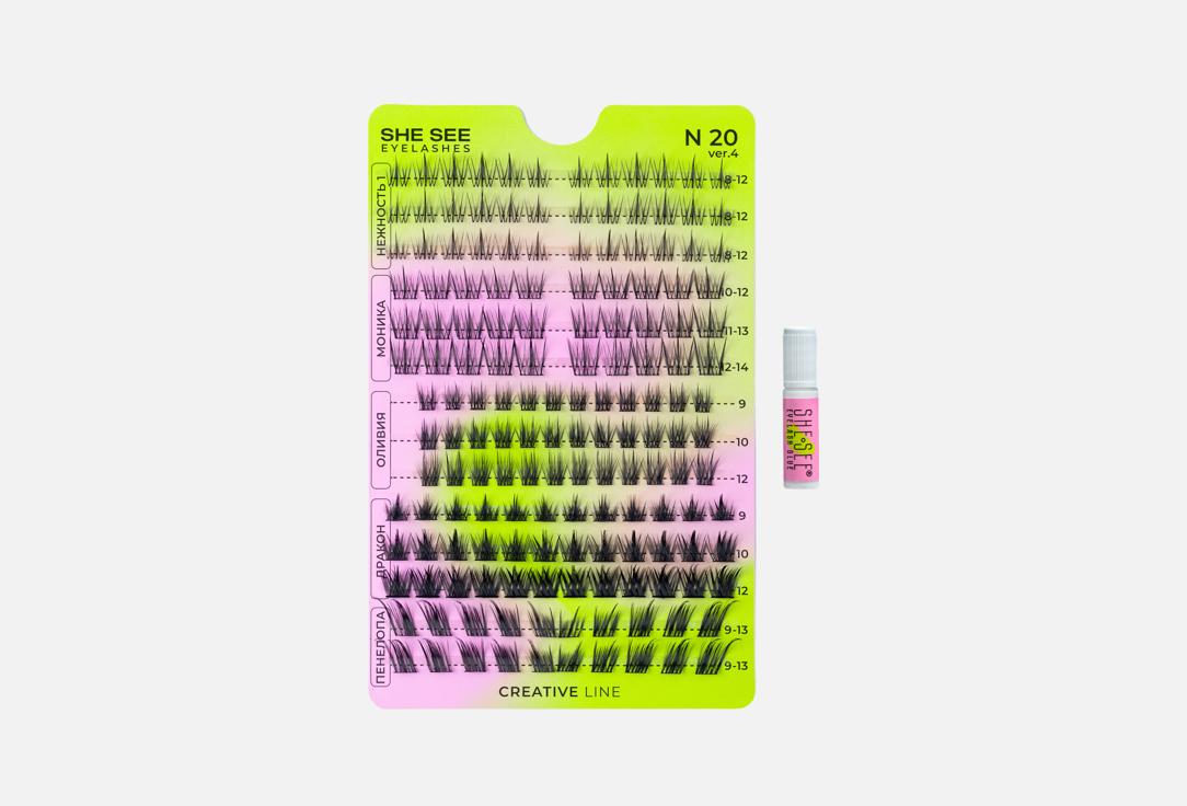 Изображение товара Набор накладных ресниц SHE SEE N20 с клеем и стикерами 5 типов