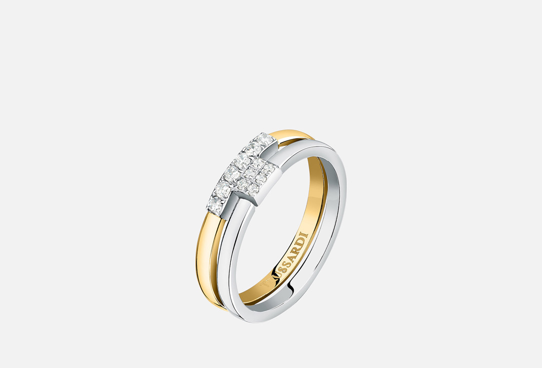 Изображение товара Кольцо Trussardi T-Shape из нержавеющей стали с кристаллами и IP покрытием для женщин