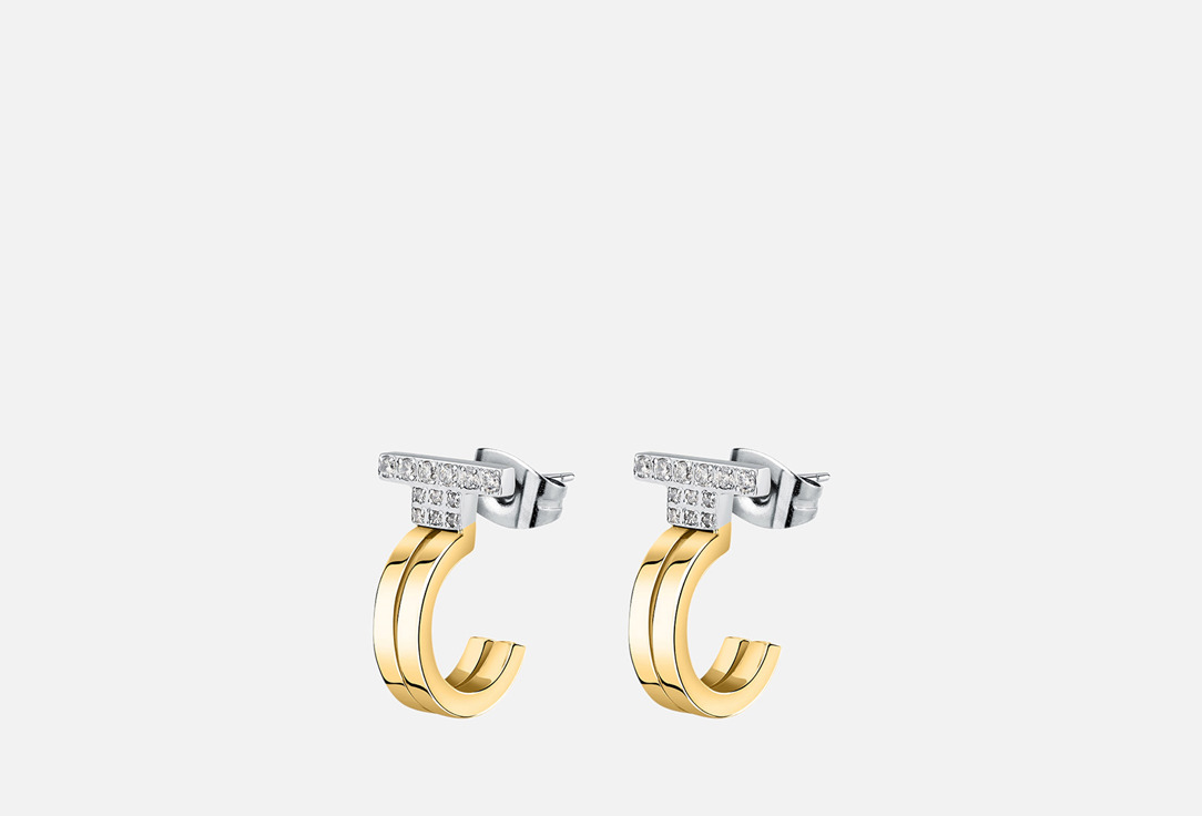 Изображение товара Серьги Trussardi T-Shape из нержавеющей стали с кристаллами, 1,2 см