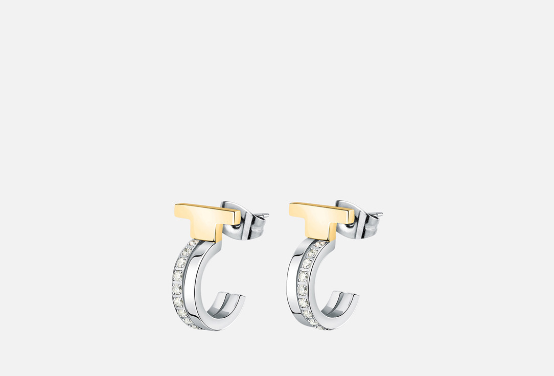 Изображение товара Элегантные серьги Trussardi T-Shape из нержавеющей стали с кристаллами 1,2 см