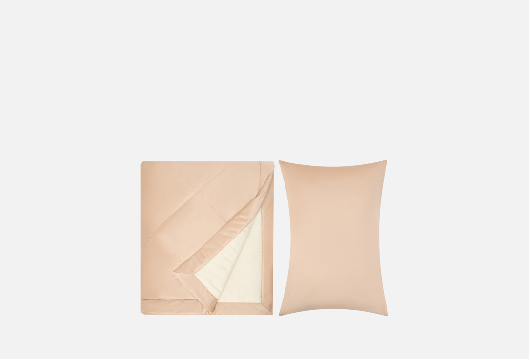 Изображение товара Набор покрывало с наволочками DolceSomnium Velvet, Светло-бежевый, 240х260, 50х70