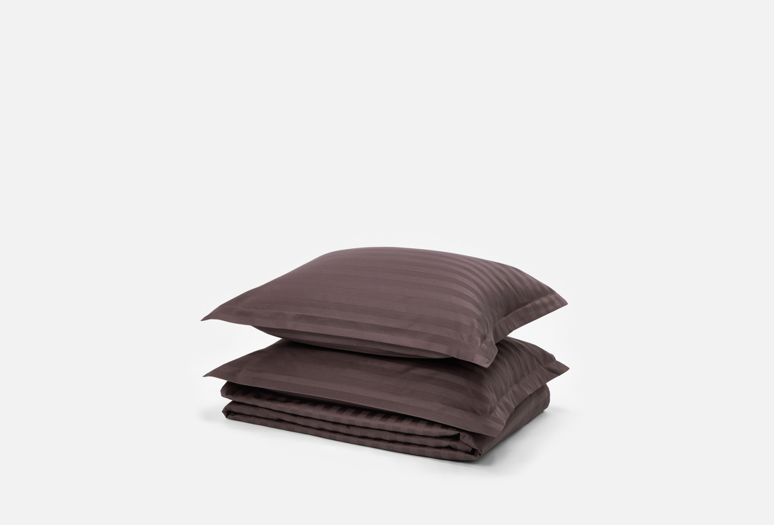 Изображение товара Комплект постельного белья DolceSomnium Страйп сатин 160x220, 50x70 см, темно-серый