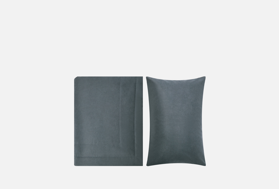 

Набор покрывало с наволочками DOLCESOMNIUM, Серый, Victoria, Графит, 240х260, 50х70 1 шт