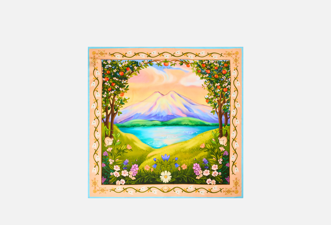 

Платок РУССКИЕ В МОДЕ, Оранжевый, Эльбрус на закате