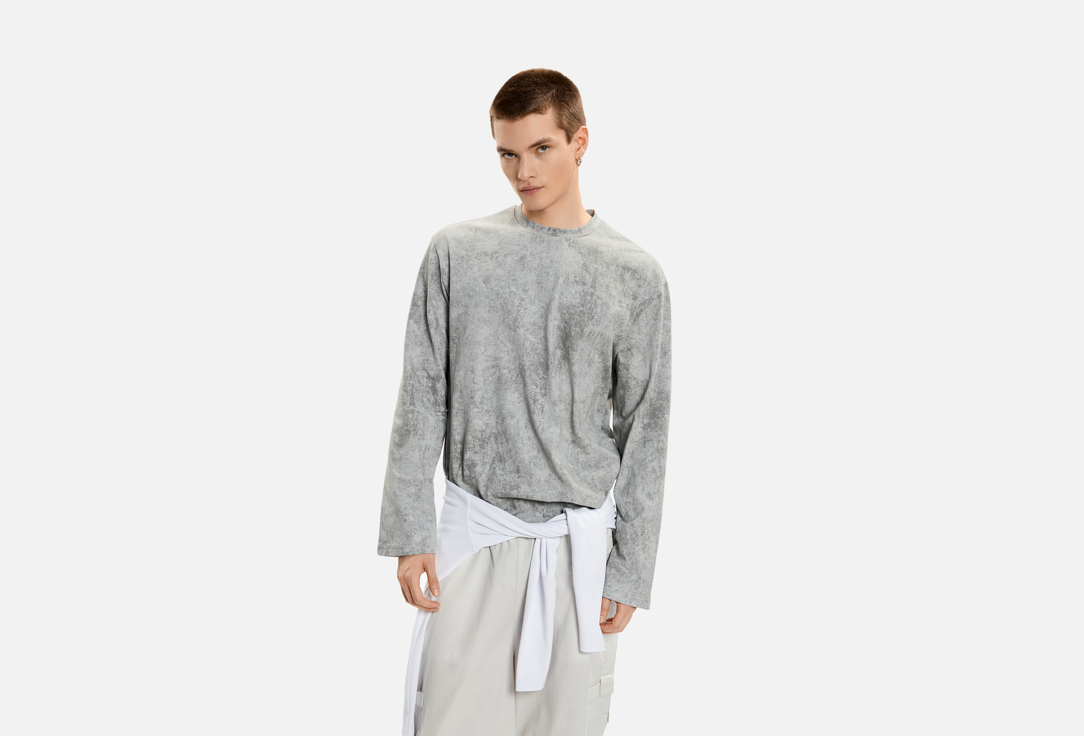 Изображение товара Лонгслив ALZA дымчато-серый для мужчин из хлопка и эластана