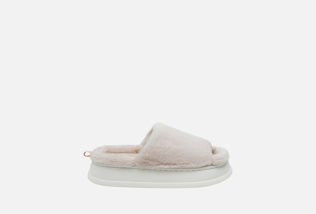 Изображение товара Тапочки женские Platform Rabbit Beige из эко-меха с ПВХ подошвой