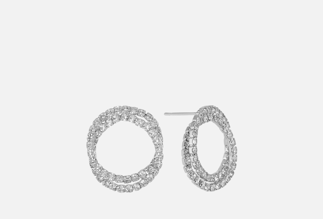 Изображение товара серьги-гвоздики LOVE серебрянные с кристаллами