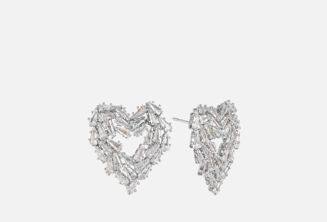 

серьги LOVE, Серебрянные в форме сердца 2 шт