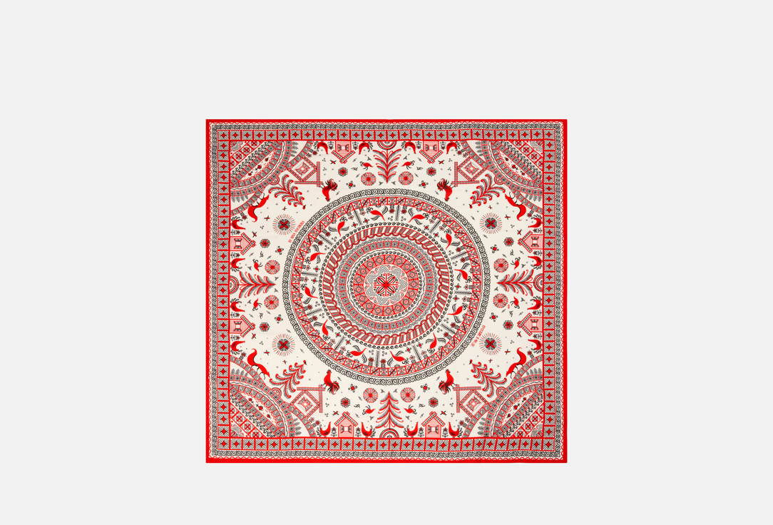 Платок РУССКИЕ В МОДЕ, Красный, Мезенская роспись
