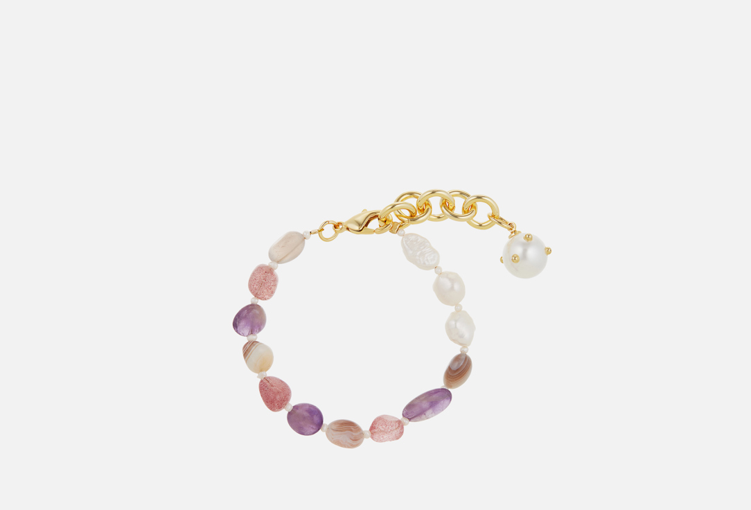 Изображение товара Браслет Nouvelle Mode с жемчугом и полудрагоценными камнями регулируемый