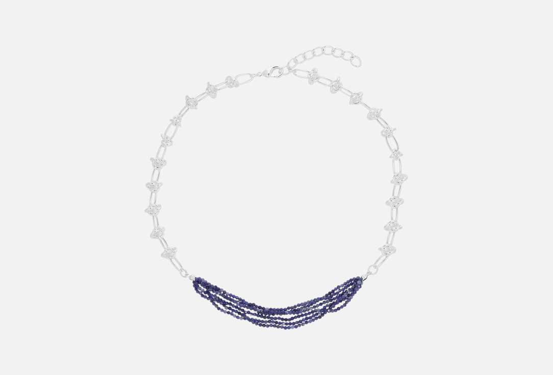 Изображение товара Колье Nouvelle Mode с содалитами, серебристая сталь и яркий синеватый камень, регулируемая длина