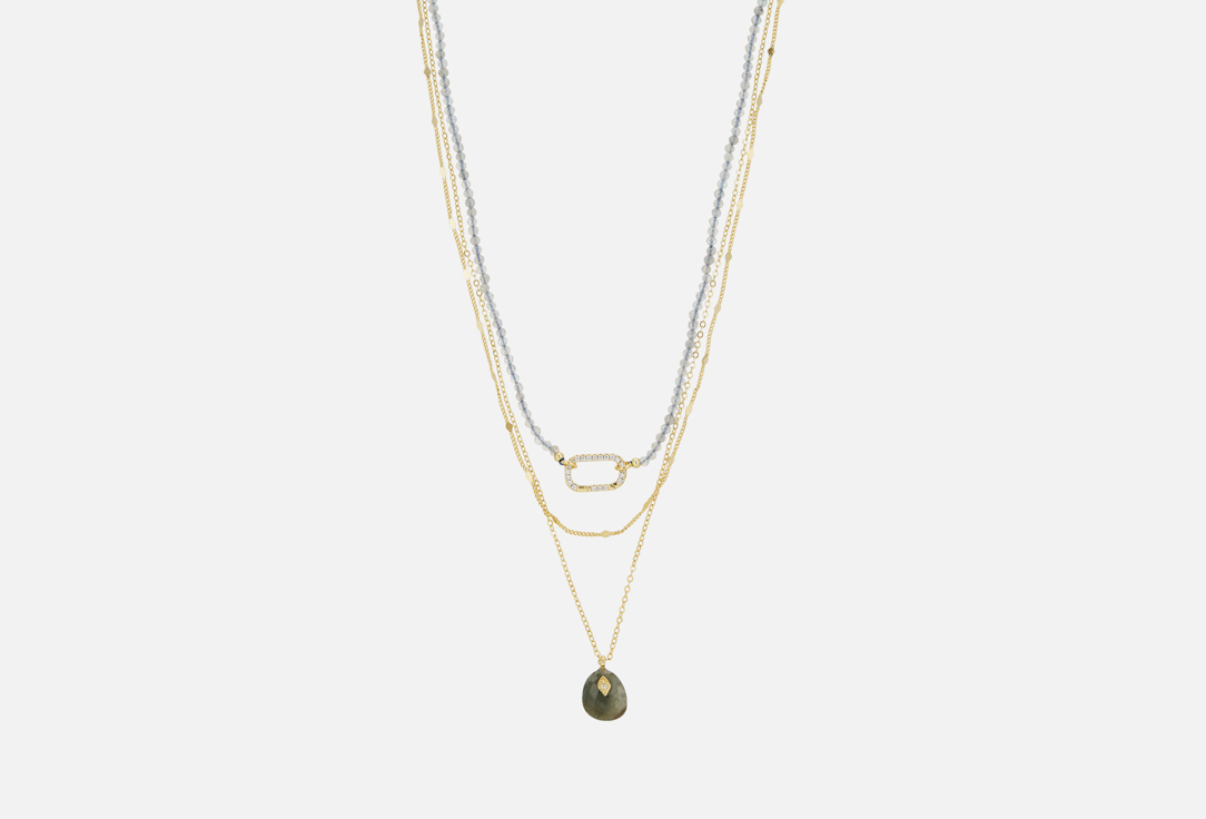 

Колье NOUVELLE MODE, С лабрадоритом и фианитами 1 шт