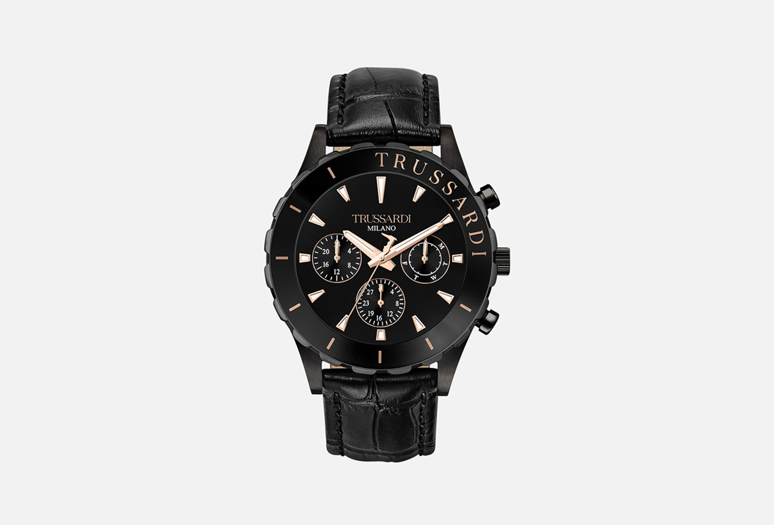 Изображение товара Мужские кварцевые наручные часы Trussardi T-Logo 45 мм с кожаным ремешком
