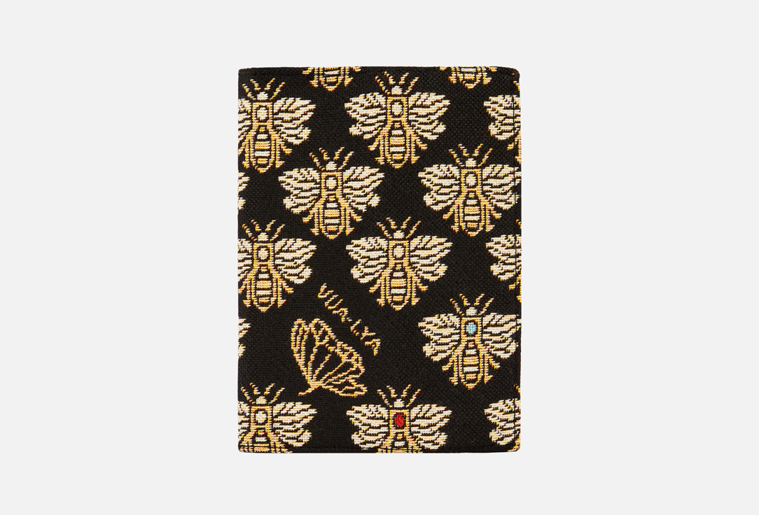 

Обложка для паспорта VUA-LYA, Черный, Крупные золотые пчелы на черном