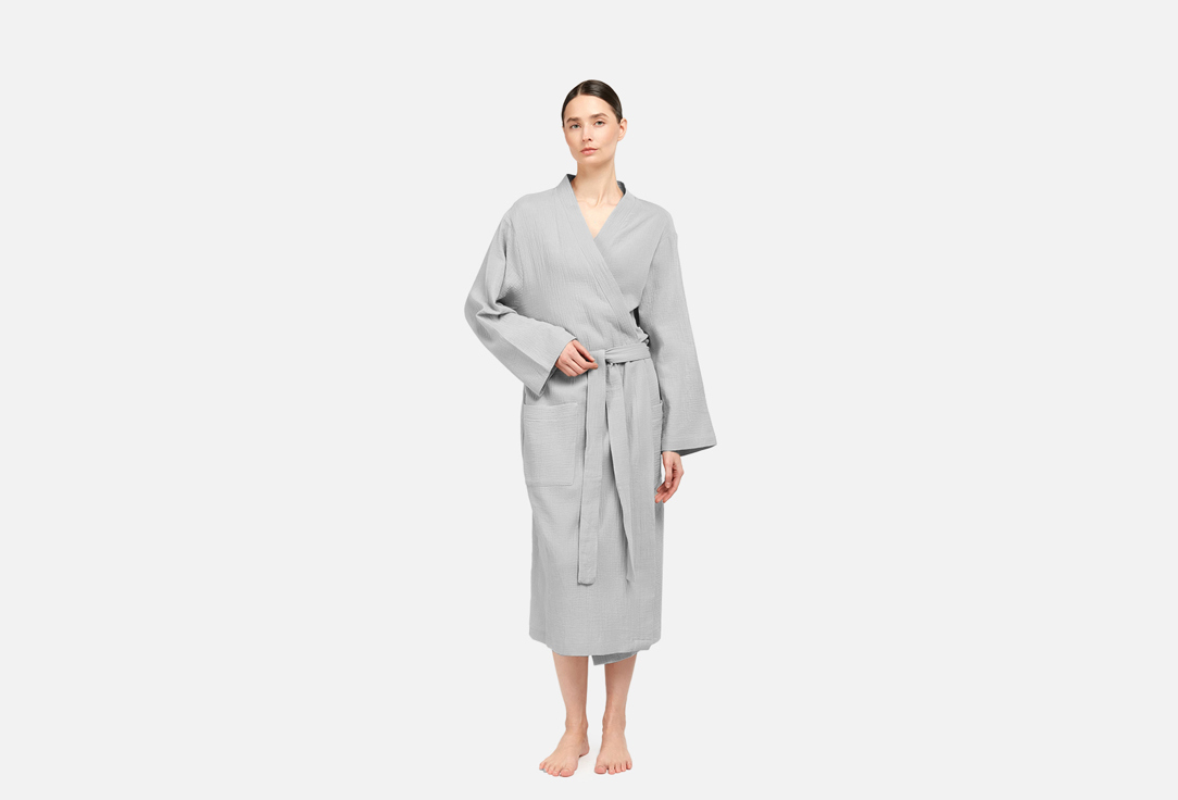 Изображение товара Халат-кимоно Towels by Shirokova светло-серый из муслина
