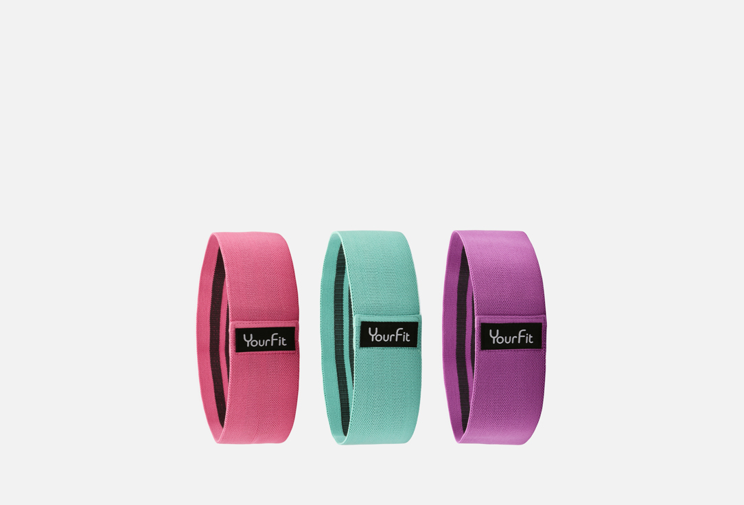 Изображение товара Набор фитнес резинок YourFit тканевые для тренировок и реабилитации